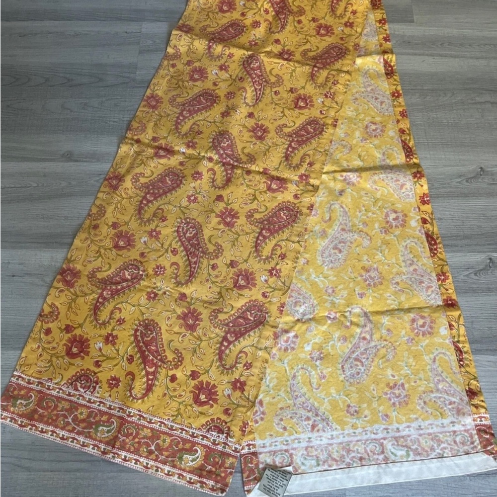 Pottery Barn Yellow and Red Paisley Table Runner